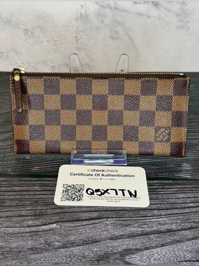 Louis Vuitton Felicie Pochette Zip Pouch Insert Damier Ebene Card Holder + COA